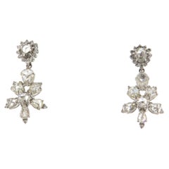 Rose Cut Diamonds White Gold 18 Karat Dangle Earrings