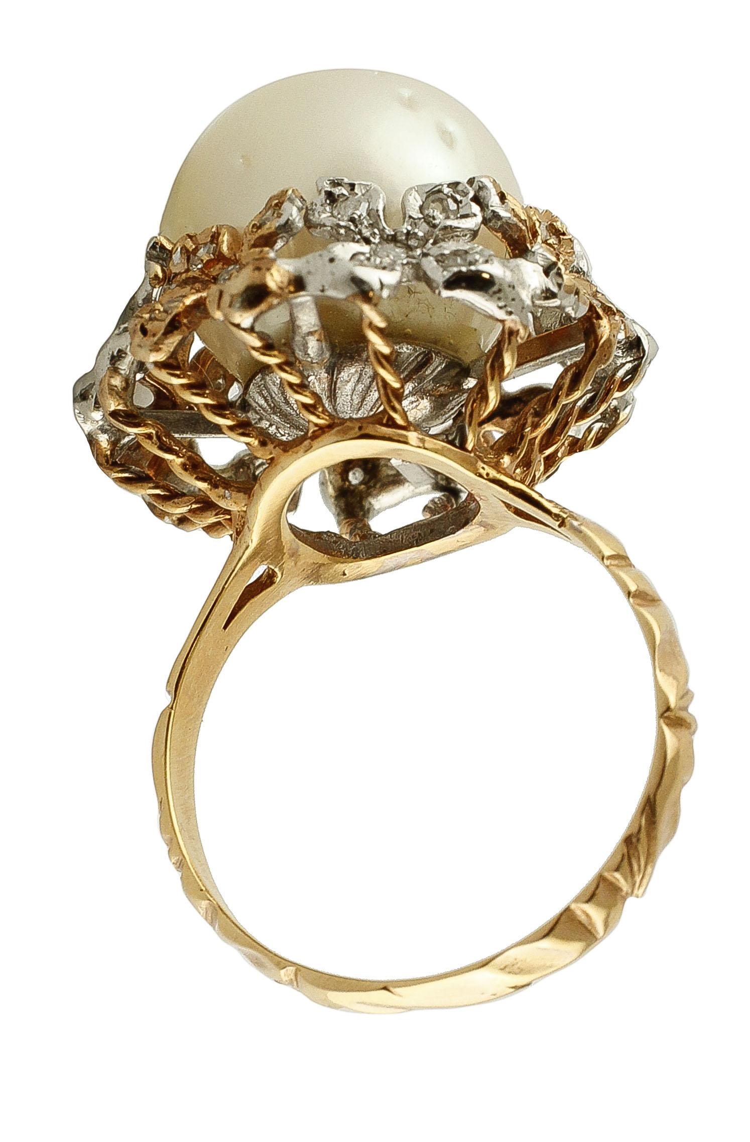Rose Cut Diamonds, White Pearl, Rose and White Gold Flower Theme Cluster Ring For Sale 5