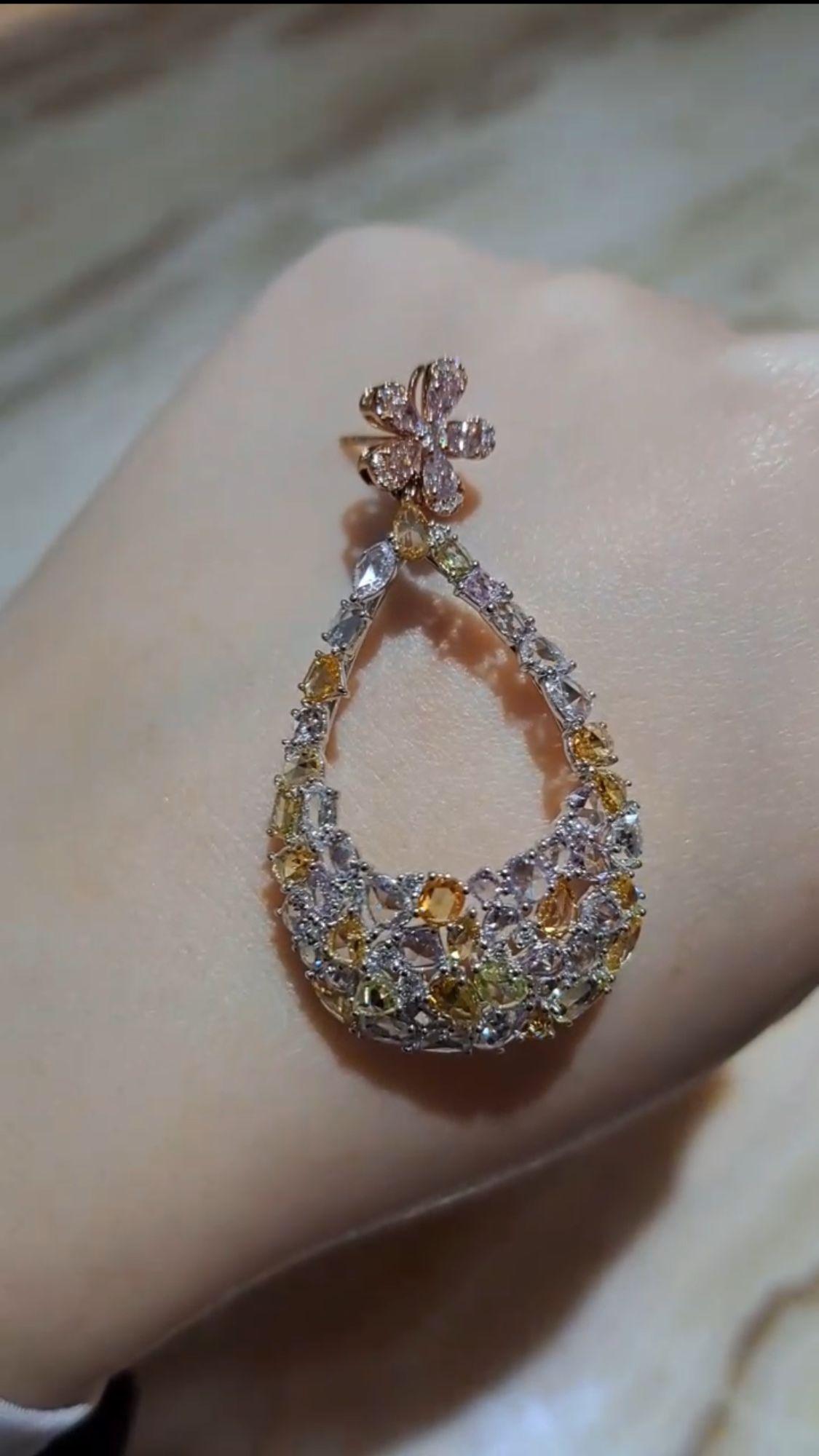 Rose Cut Fancy Color Diamond Earrings Mix Shape One-of-a-kind by MDJ Jewels  For Sale 1