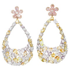 Rose Cut Fancy Color Diamond Earrings Mix Shape One-of-a-kind by MDJ Jewels 