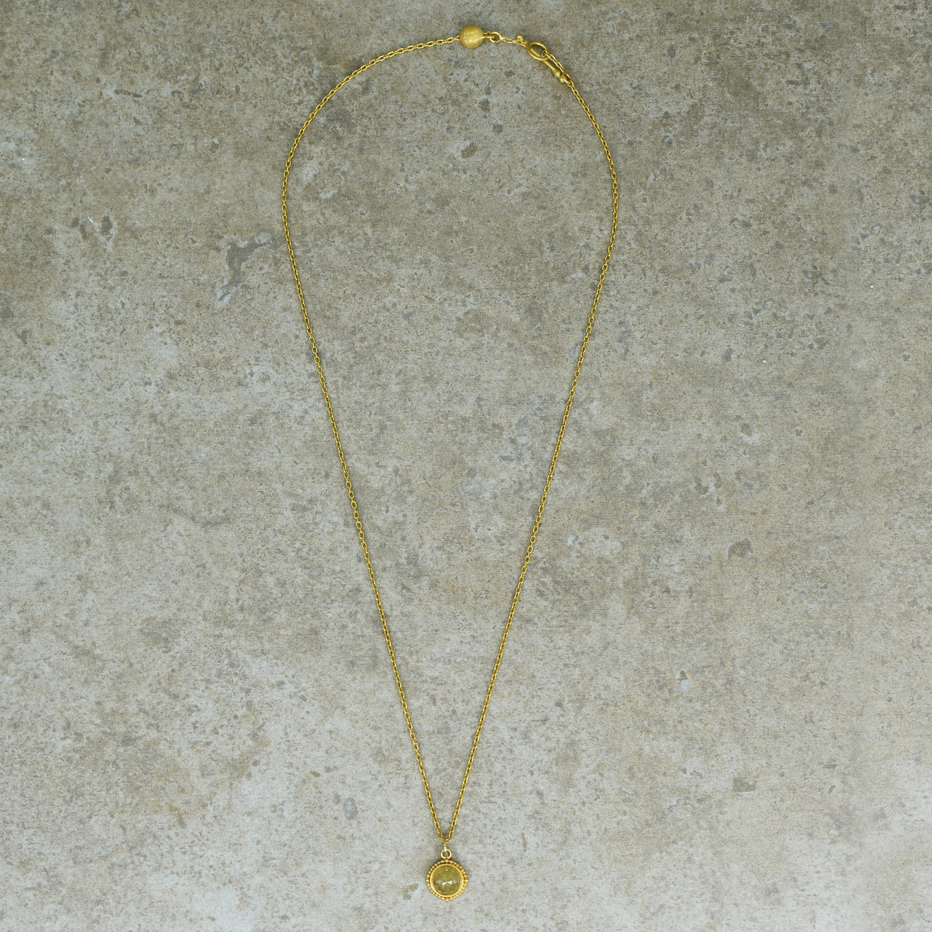 Grüner Rosenschliff-Diamant 18 Karat Gold Anhänger Halskette im Zustand „Neu“ in Naples, FL