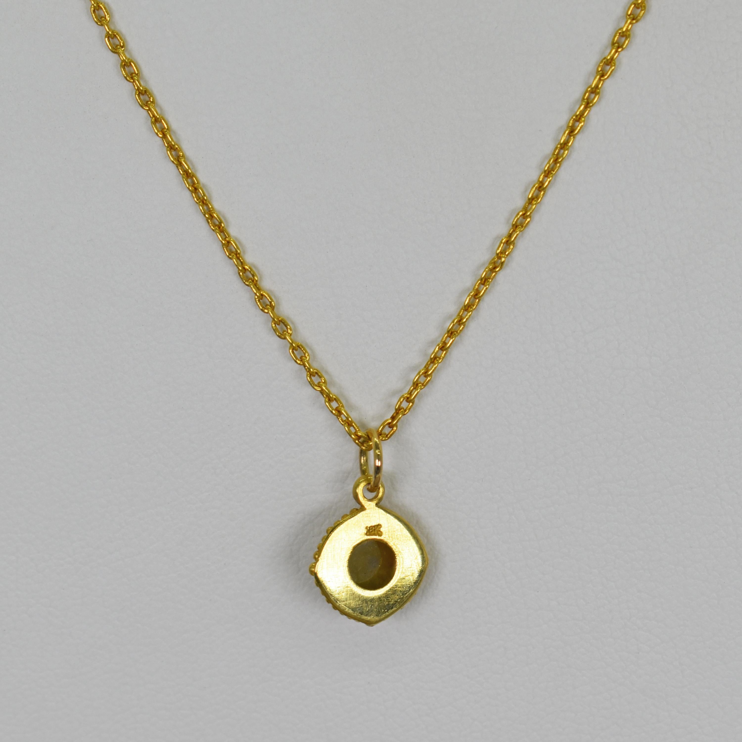 Grüner Rosenschliff-Diamant 18 Karat Gold Anhänger Halskette Damen