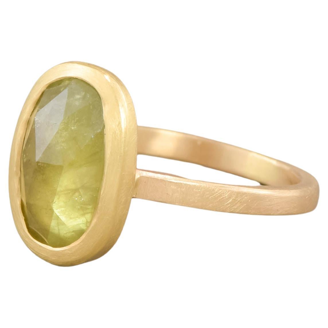 Rose Cut Green Sapphire Ring in 14K Gold