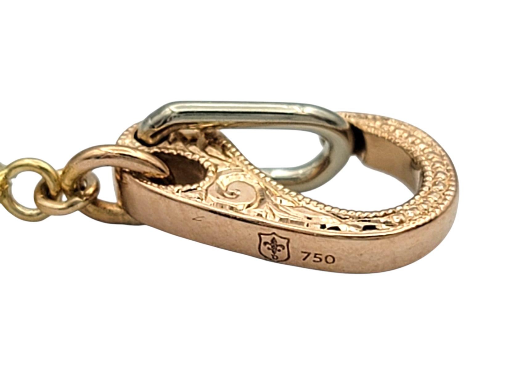 Rose Cut Multi-Color Natural Sapphire Link Halskette in Tri-Tone 18 Karat Gold im Angebot 3
