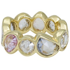 Rose Cut Multi-Color Sapphire and Diamond Eternity Ring