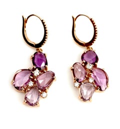 Rose-Cut Natural Colour Sapphire Rose Gold Earrings