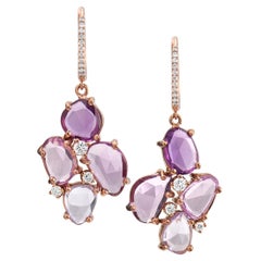 Rose-Cut Natural Colour Sapphire Rose Gold Earrings