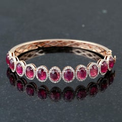 Rose Cut Oval Tourmaline Tennis bracelet Made in 14k Gold