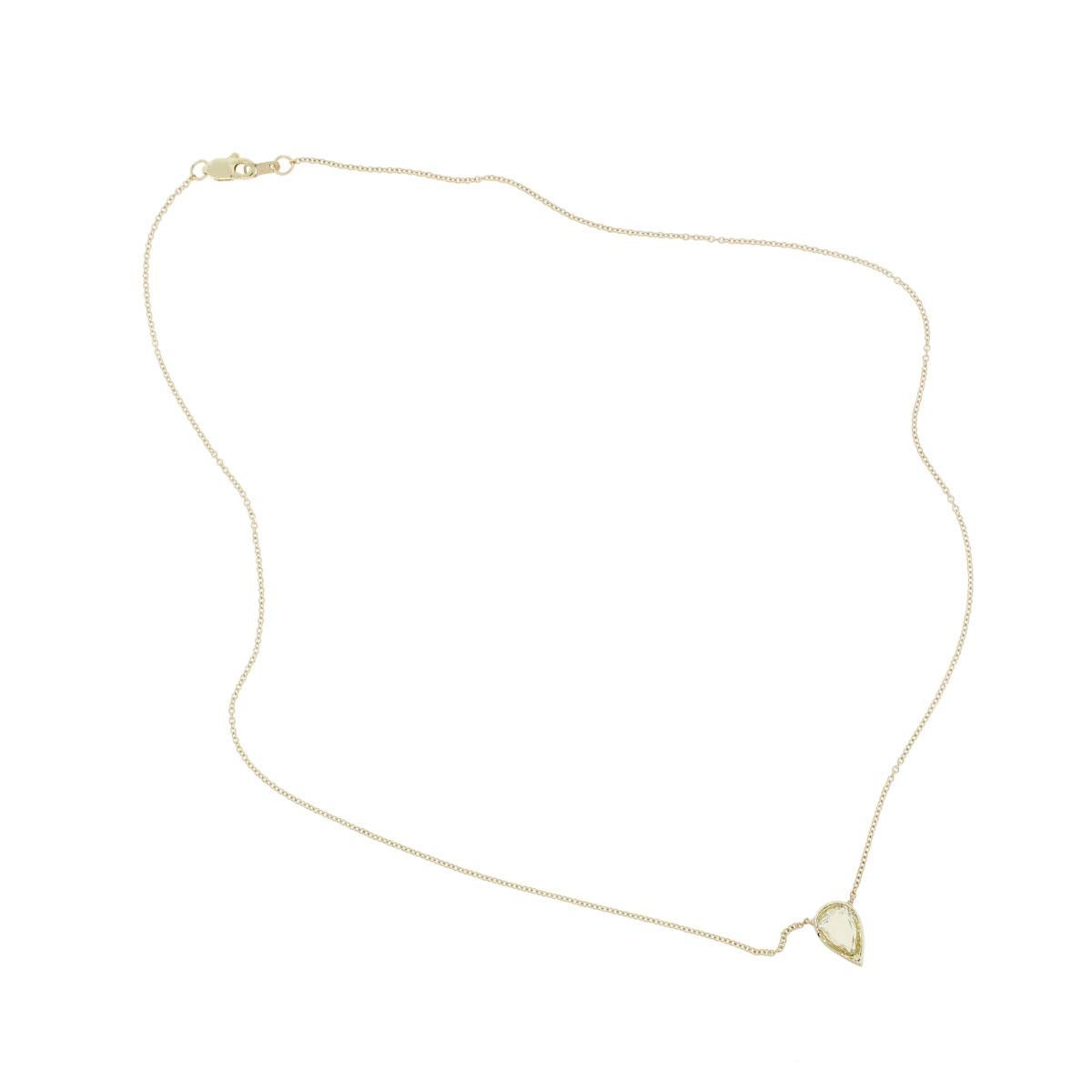 Pear Cut Rose Cut Pear Shape Diamond Pendant on Chain Necklace