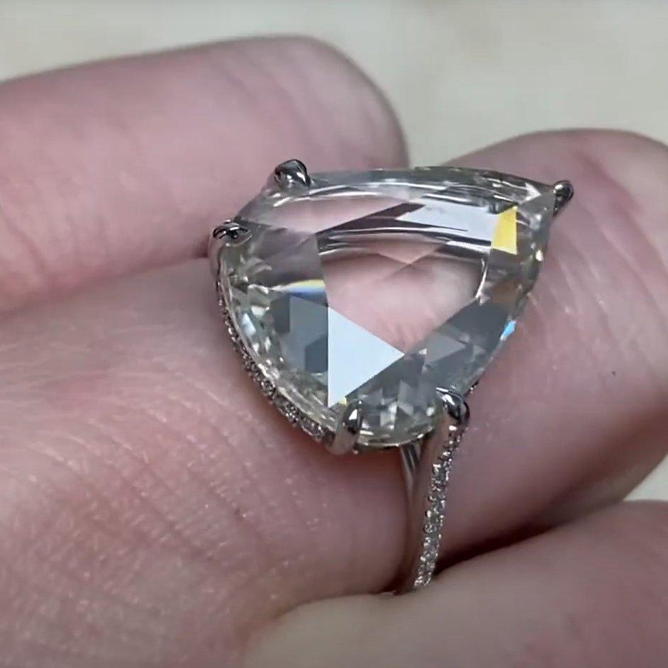 Art Deco Rose-Cut Pear-Shaped Diamond Engagement Ring (Approx. 6-Carats), Platinum For Sale