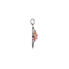 Rose Cut Pink Peach Morganite Sun Pendant, 18kt White Gold with Paper-Link Chain