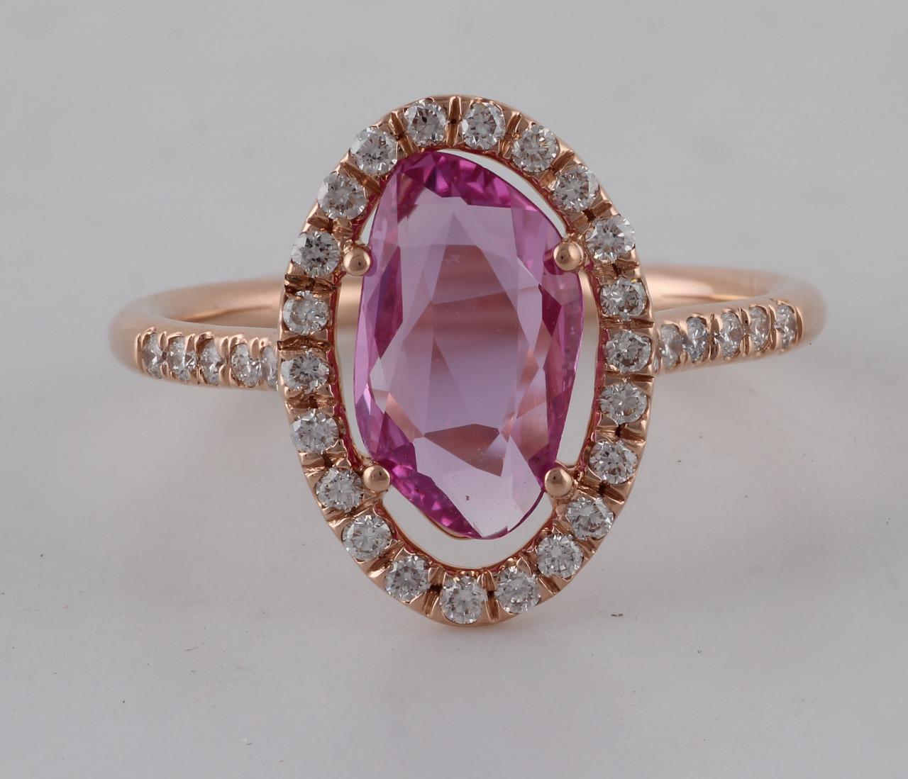 A beautiful, modern looking suite using around 23 carats of natural Pink Sapphire and 8 carats of Diamond, all set in 18k Rose Gold. The length of the chain / bracelet is adjustable.  The items in the set can be bought separately or together.