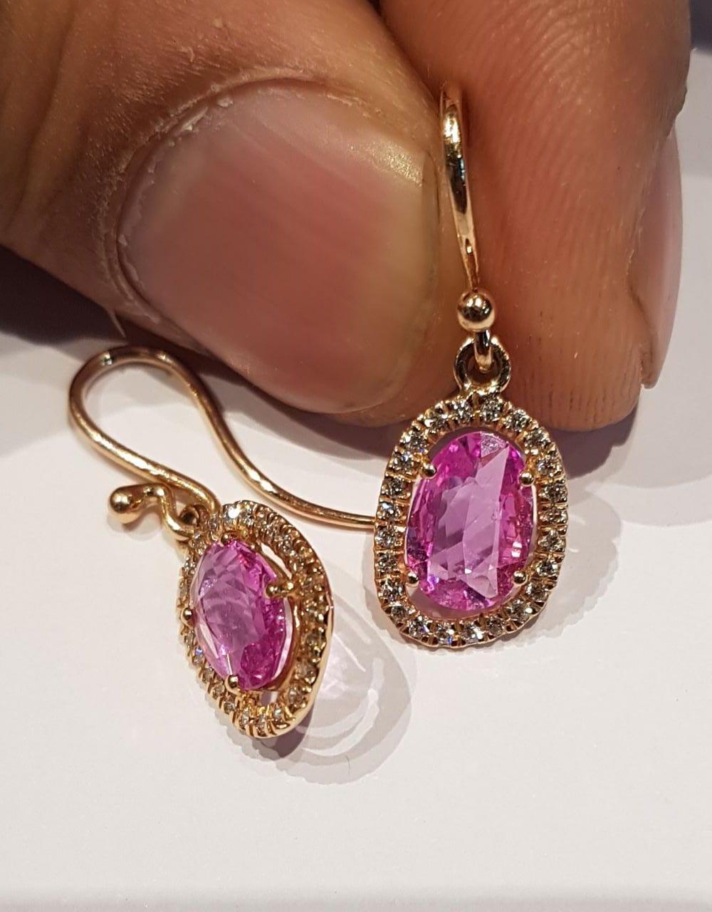 Rose Cut Pink Sapphire and Diamond 18 Karat Rose Gold Suite 3