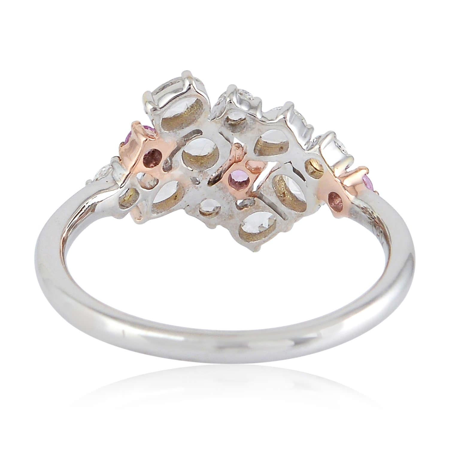 Anello con zaffiro rosa e diamanti in oro bianco 18 ct. In condizioni Nuovo in vendita a New York, NY
