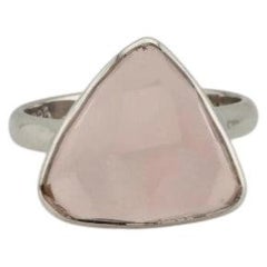 Rose cut rose quartz silver pinkie ring