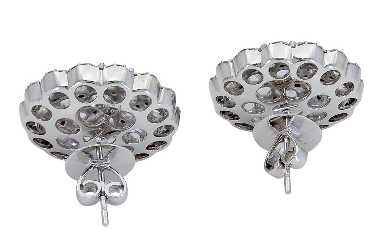 Rose Cut Round Diamond Flower Earrings In Excellent Condition For Sale In New York, NY