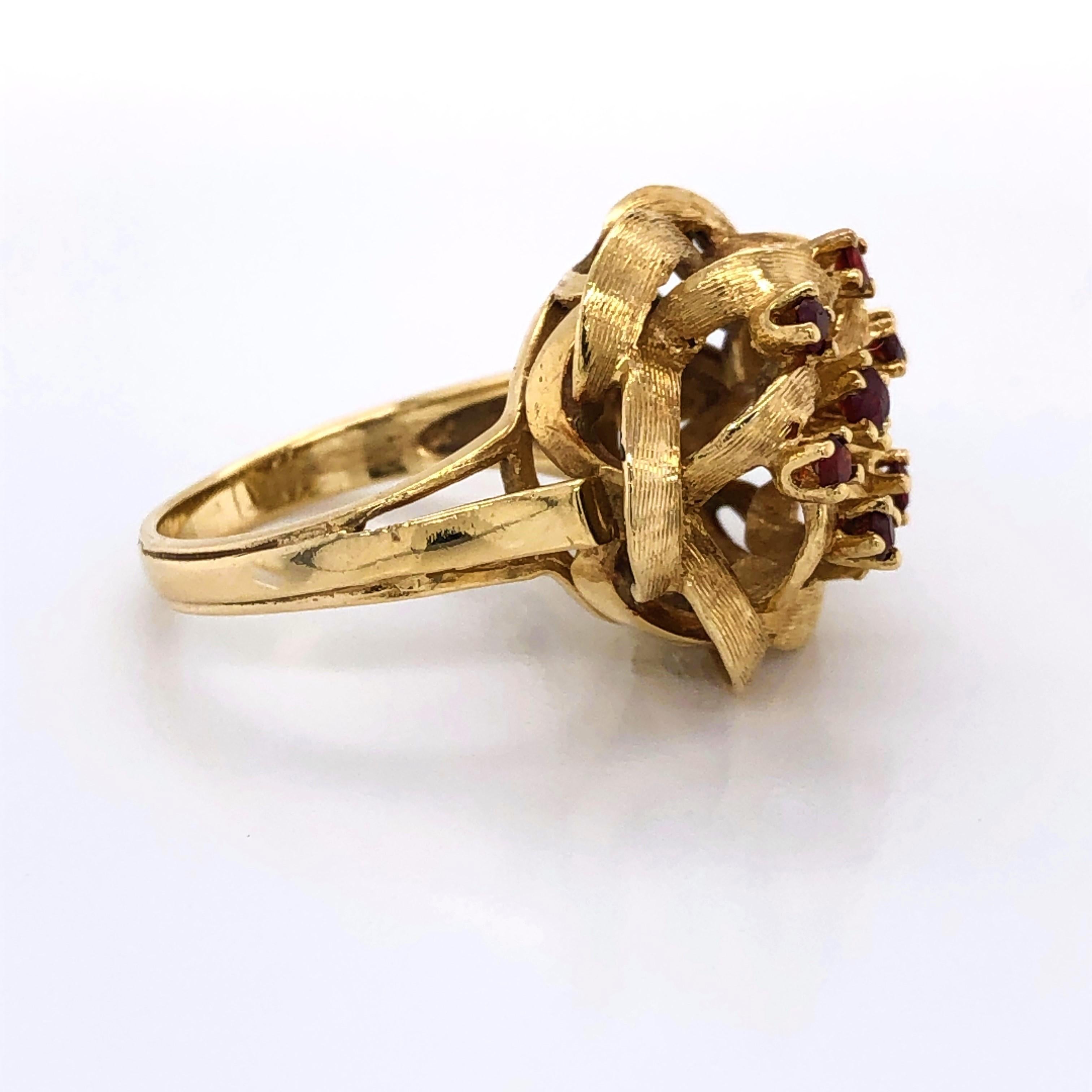 Rose Cut Ruby Yellow Gold Cocktail Ring In Good Condition In Mount Kisco, NY