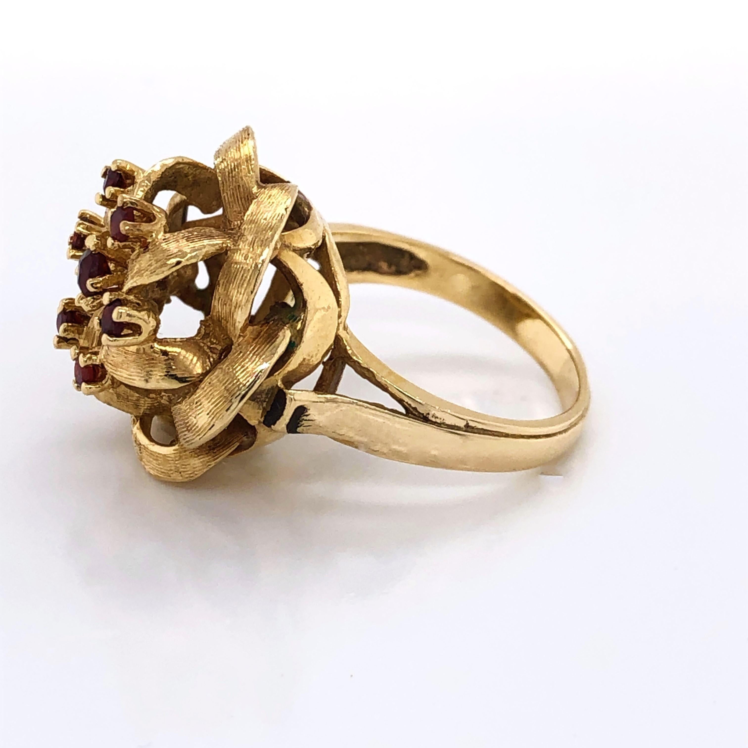 Rose Cut Ruby Yellow Gold Cocktail Ring 1