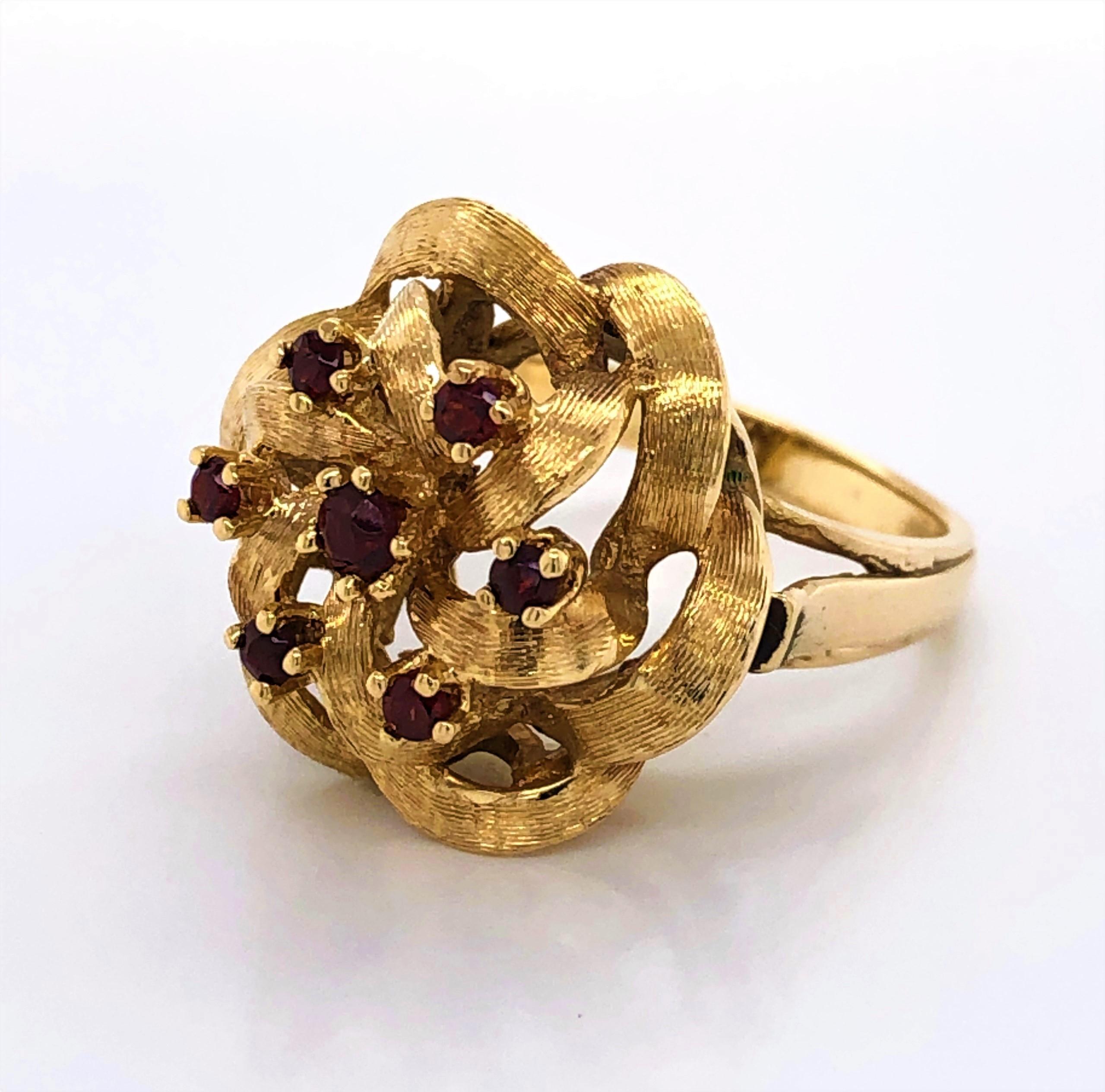 Rose Cut Ruby Yellow Gold Cocktail Ring 2