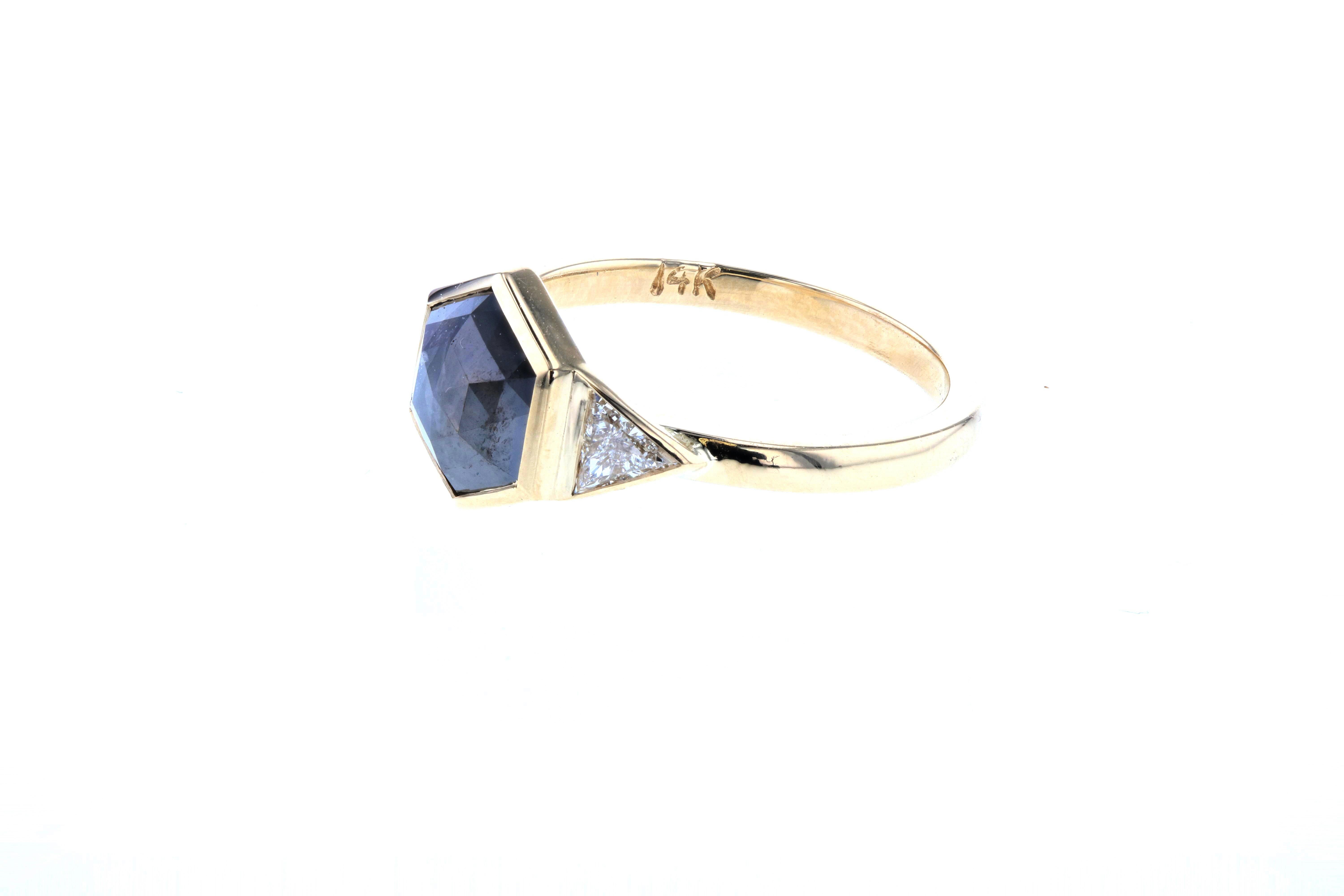 emerald cut salt and pepper diamond