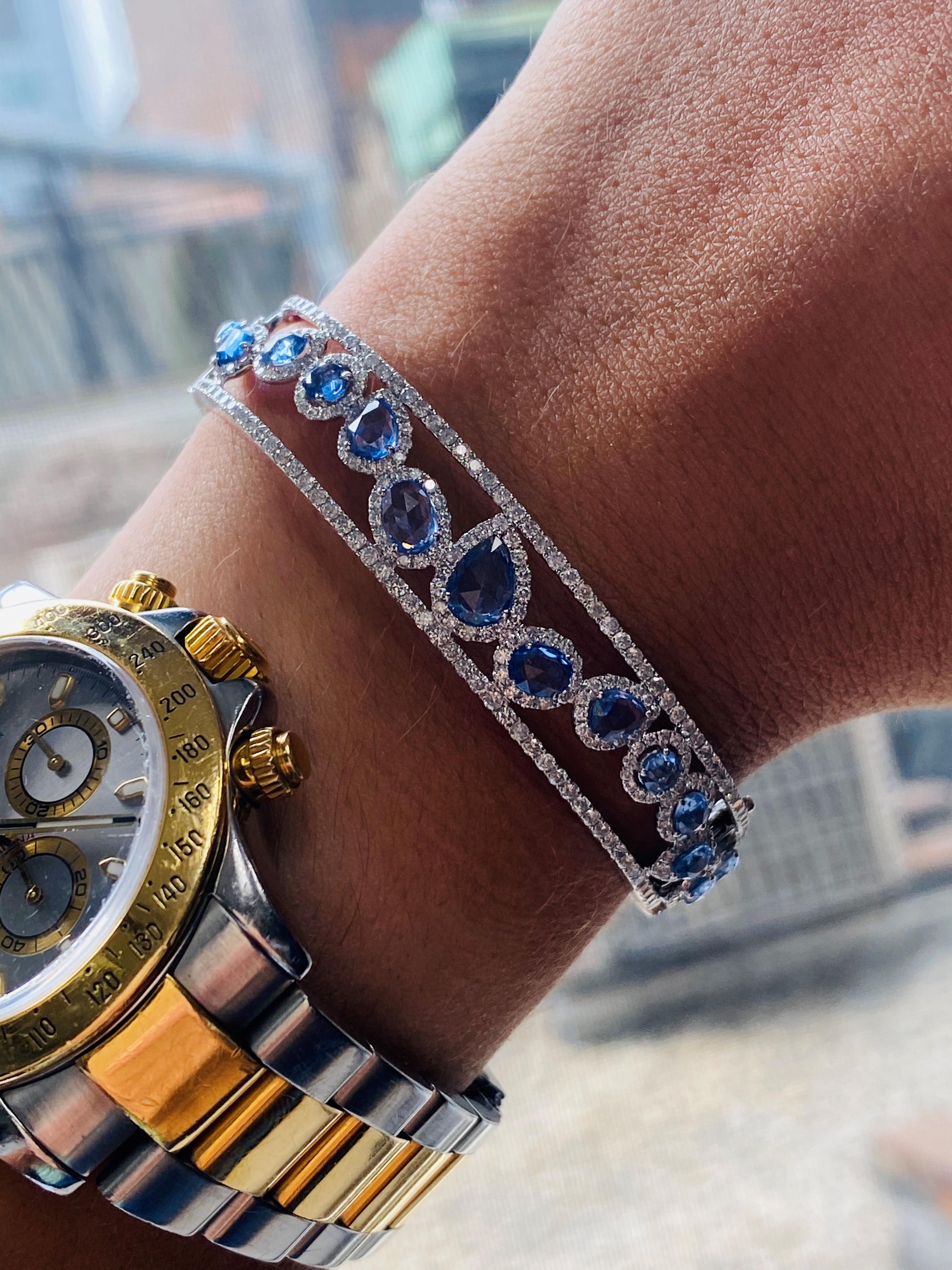 Bracelet en saphir taillé en rose et diamant Neuf - En vente à New York, NY