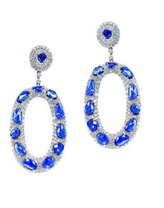 Diana M. Rose Cut Sapphire and Diamond Earrings