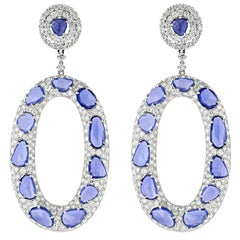 Pendientes Diana M. Zafiro talla rosa y diamante