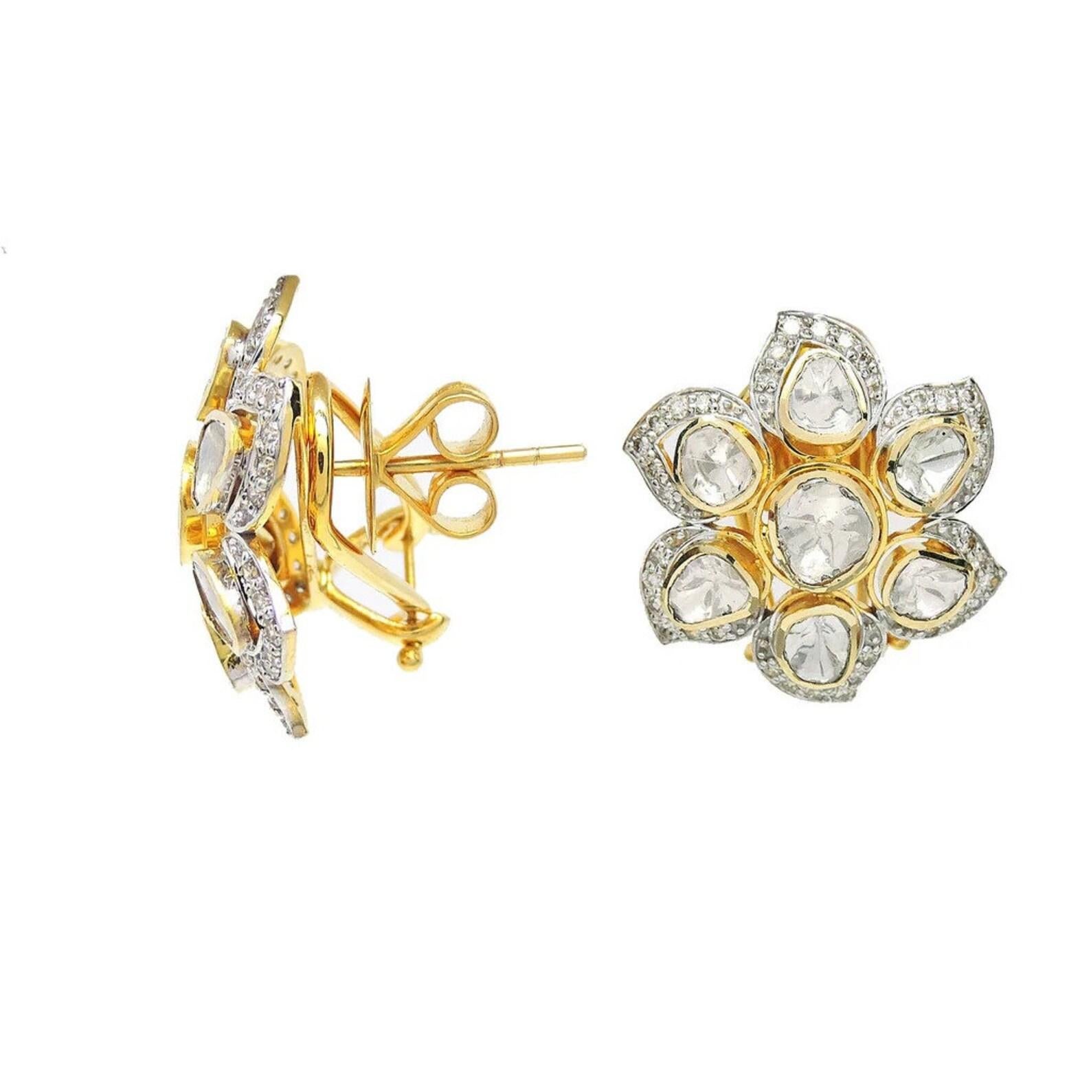 Rose Cut Slice Polki Diamond Earring 925 Sterling Silver 1 Pair Earring Gift. 

A P P R O X T I M E

All items are custom made to order. Our approx time is about 6 - 10 business days. This can change during peak season

Note: There May Be Little