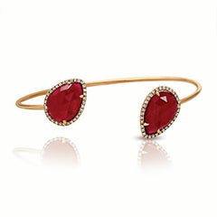 Armreif aus 14 Karat Roségold mit geschliffenem 12,45 Karat Rubin 0,35 Karat Diamanten im Rosenschliff
