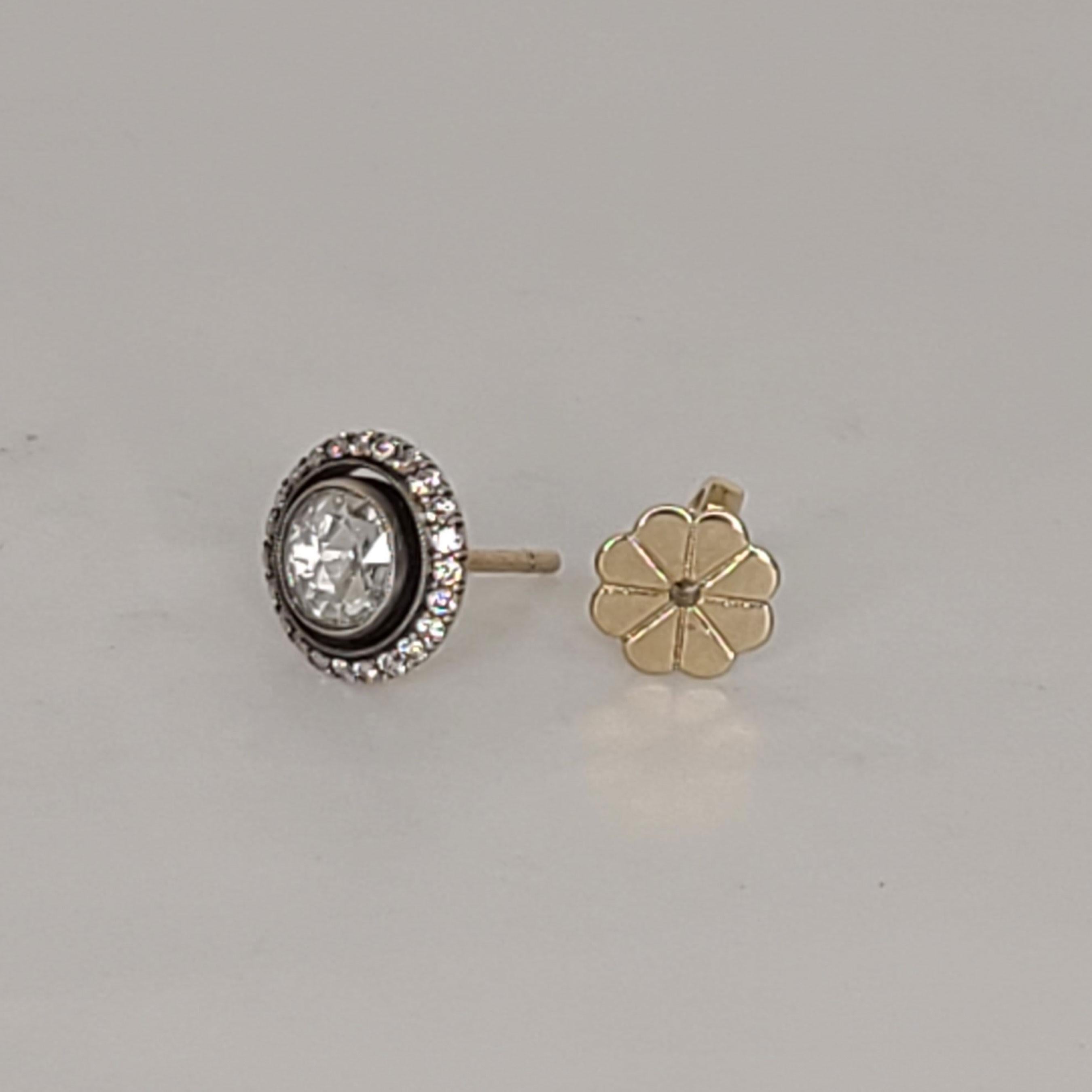 Rose Cut Rose-Cut Diamond Stud Earrings For Sale