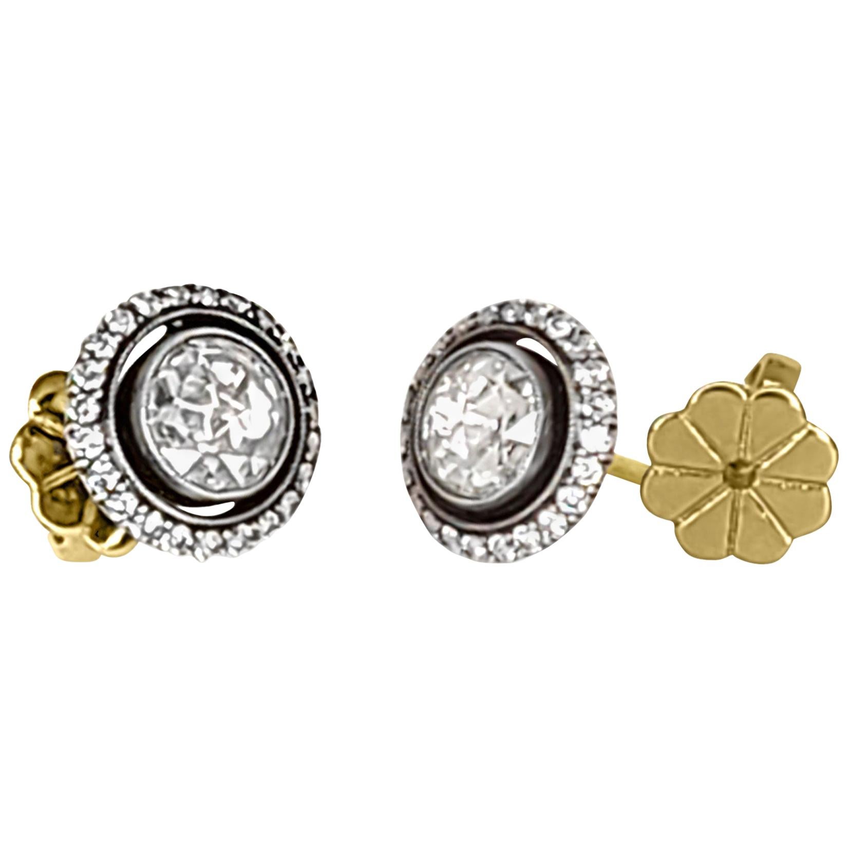 Rose-Cut Diamond Stud Earrings For Sale