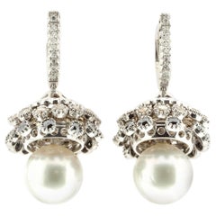 White Diamond Dangle Earrings