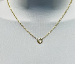 Rose Cut White Diamond Bezel Paperclip Chain Necklace in 14K and 18K Gold
