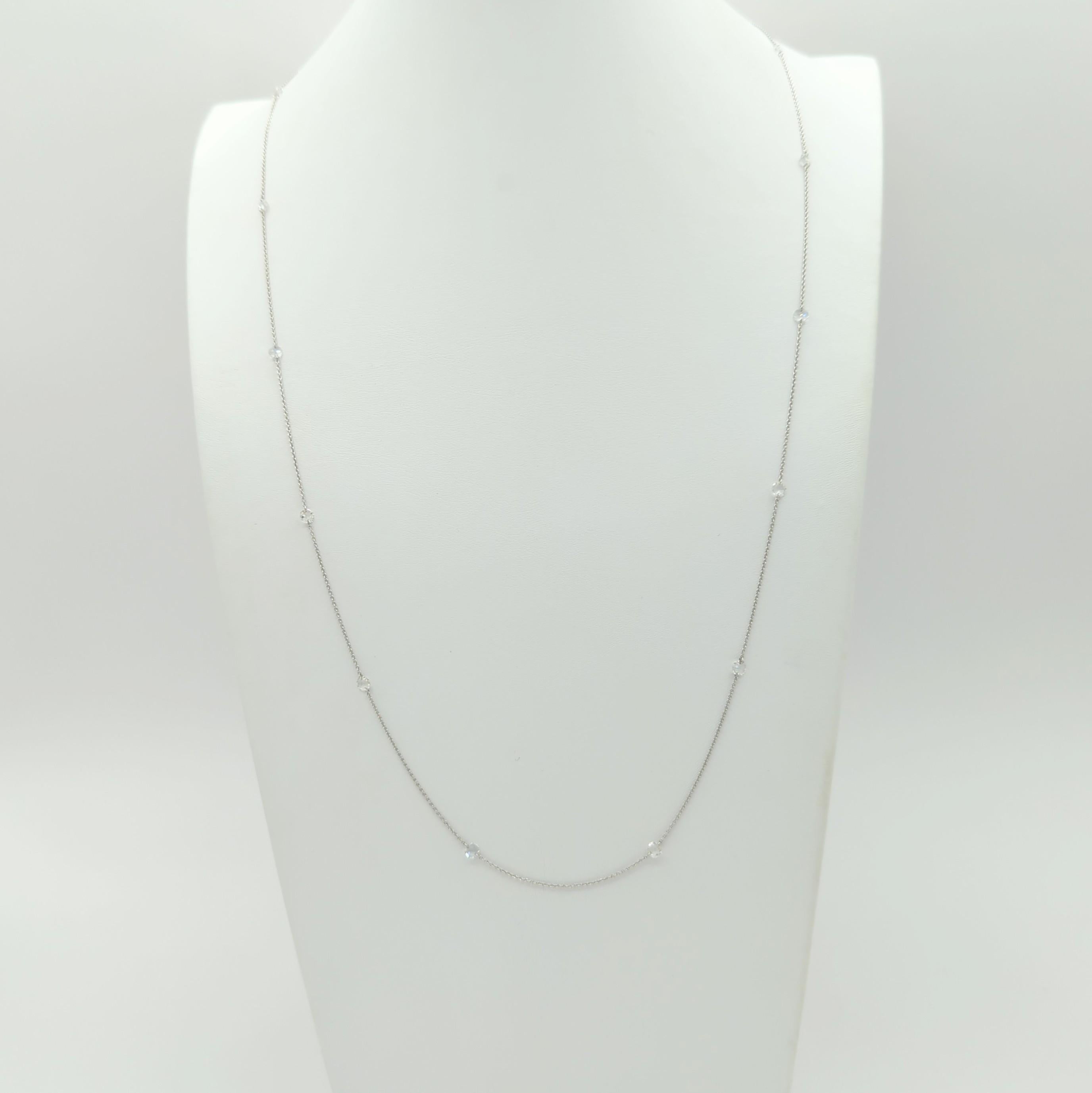 Halskette aus 18 Karat Weißgold mit weißen Diamanten im Rosenschliff im Angebot 4