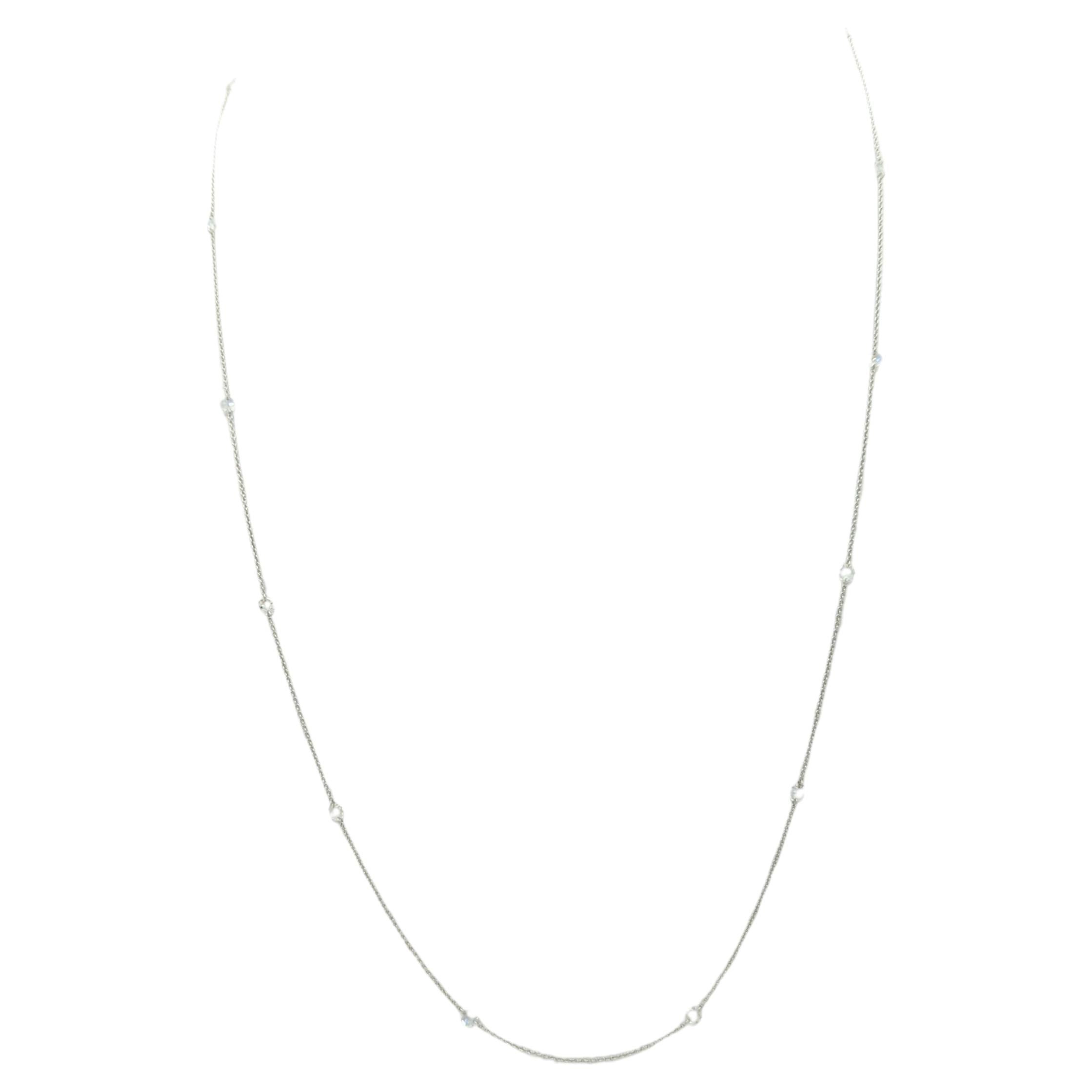 Rose Cut White Diamond Necklace in 18K White Gold For Sale