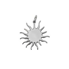 Rose Cut White Sapphire Sun Pendant, 10kt White Gold with Paper-Link Chain