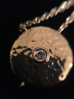 Rose Diamond and 18 Karat Gold Hammered Pendant Necklace