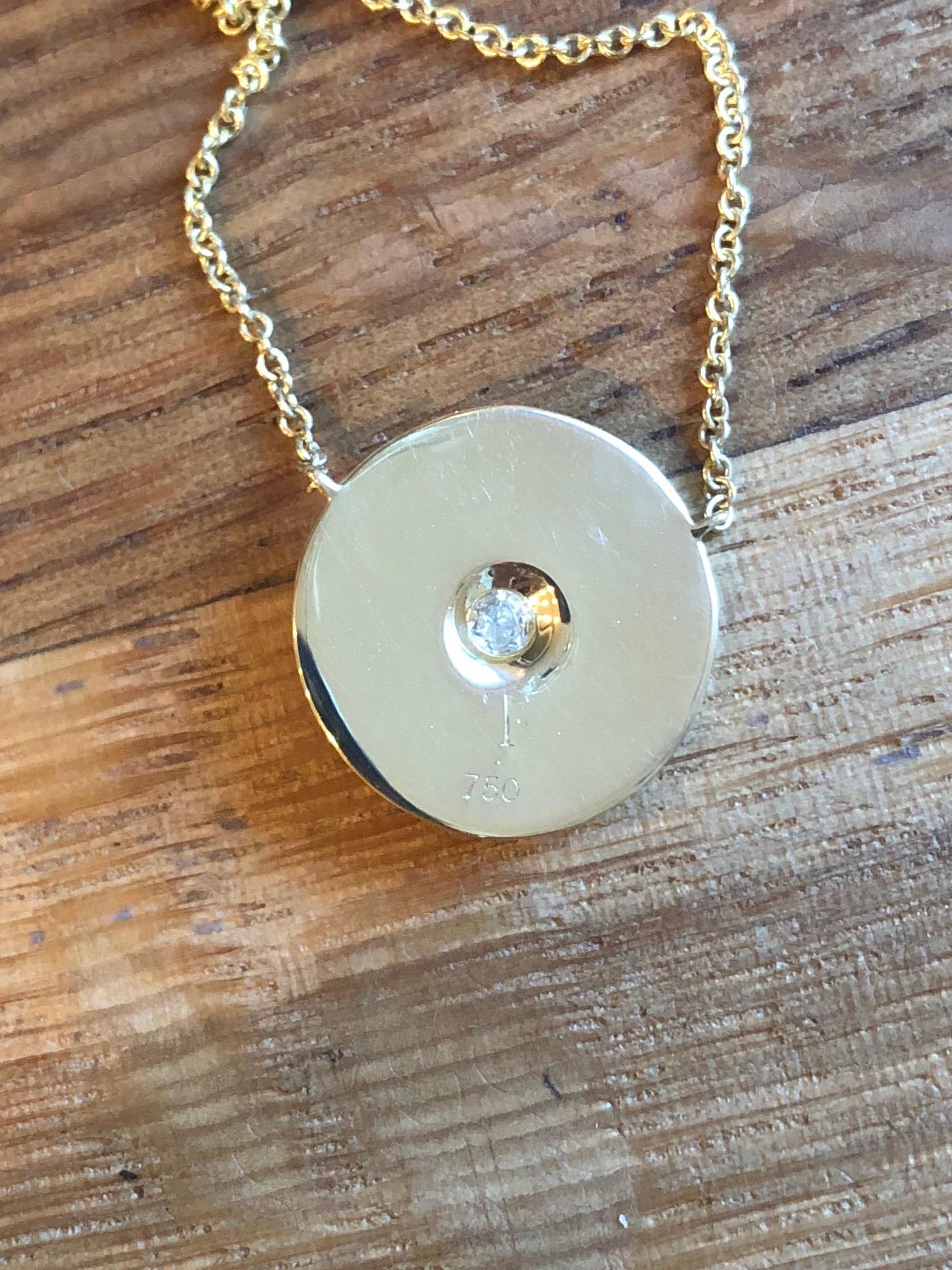 Rose Cut Rose Diamond and 18 Karat Gold Hammered Pendant Necklace For Sale