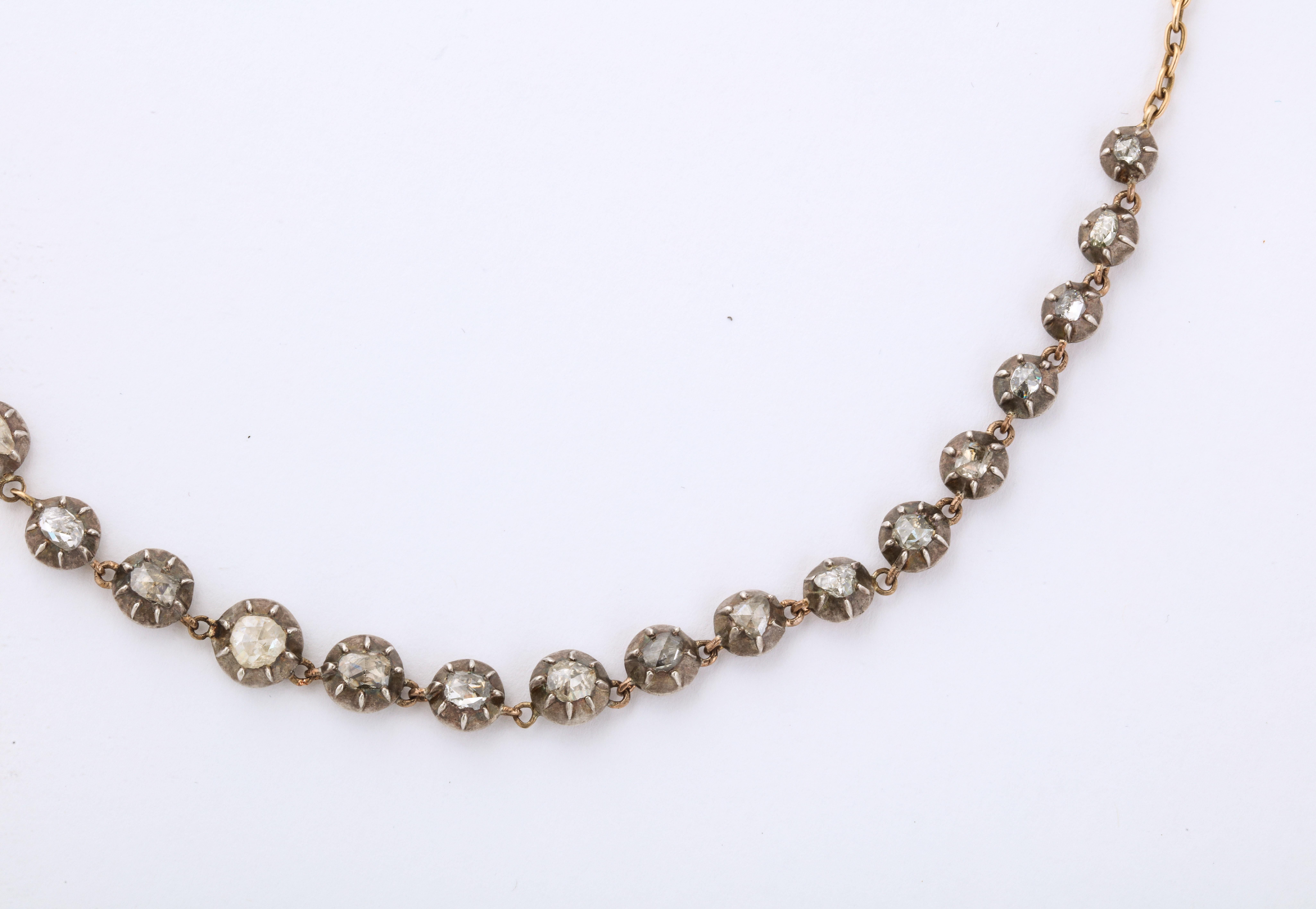 Georgian Rose Diamond Demi Riviere Necklace, 18th Century