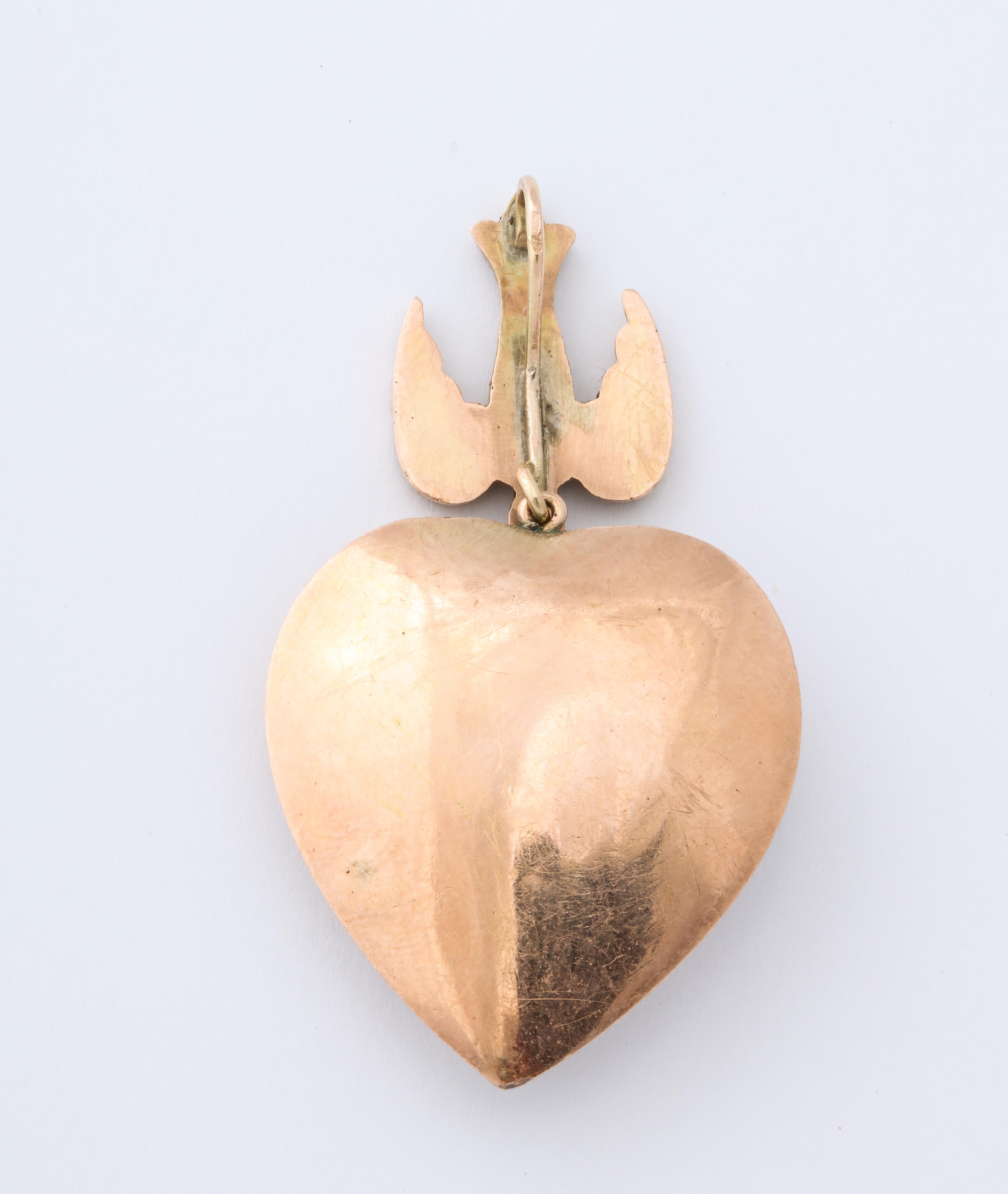 George II Rose Diamond Gold Heart with Bird Link