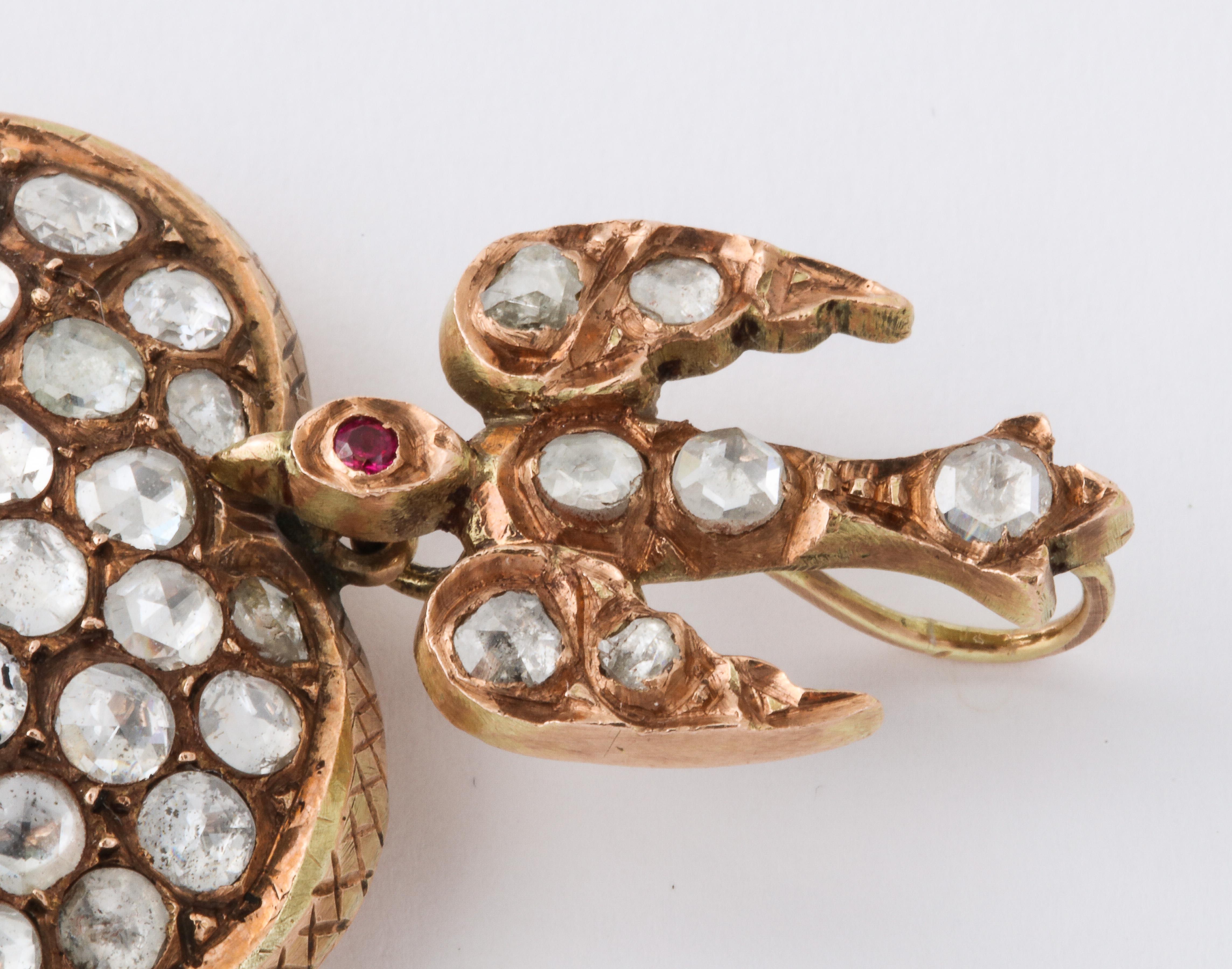 Women's Rose Diamond Gold Heart with Bird Link