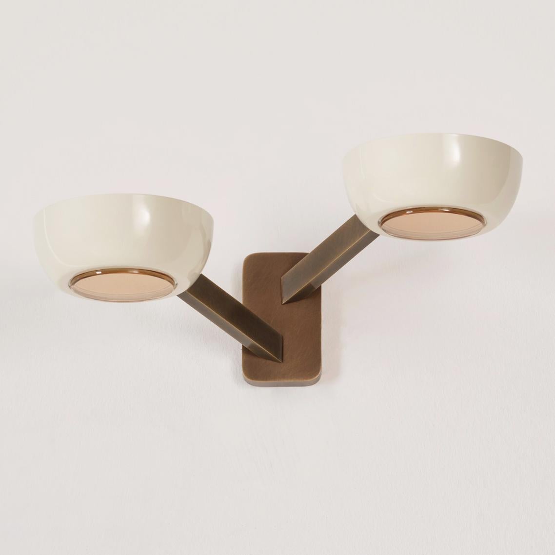 Modern Rose Double Wall Light by Gaspare Asaro. Bronze Finish. For Sale