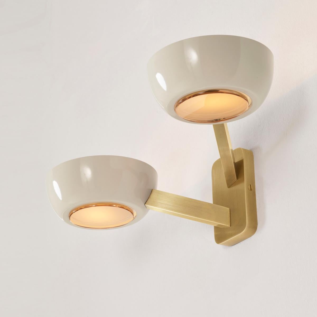 Modern Rose Double Wall Light by Gaspare Asaro. Satin Brass Finish. For Sale