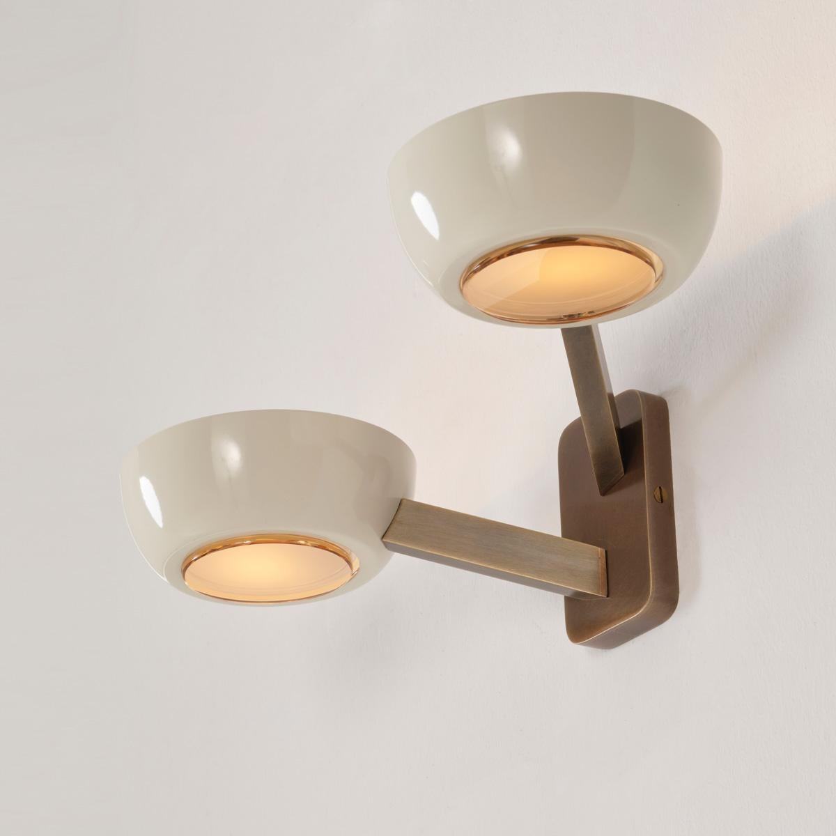 Rose Double Wall Light by Gaspare Asaro. Satin Brass Finish. For Sale 1
