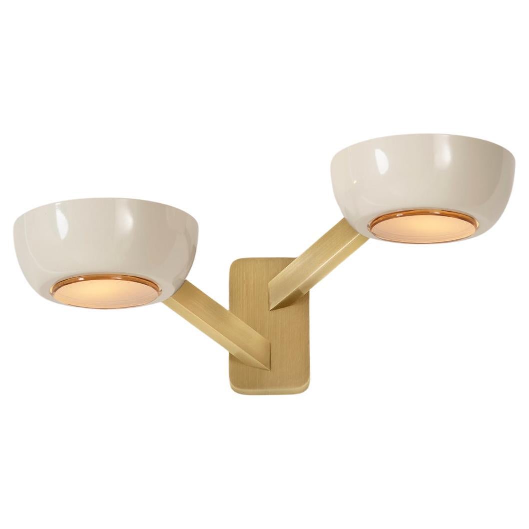 Rose Double Wall Light by Gaspare Asaro. Satin Brass Finish. For Sale