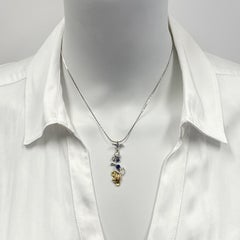 "Rose Drop" Pendant with Sapphires & Diamonds on 16" Chain in 14K & 18K Gold