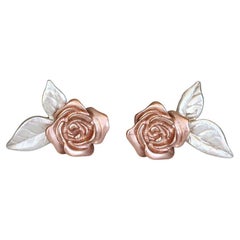 Rose Earrings/ 9ct Rose Gold and Silver