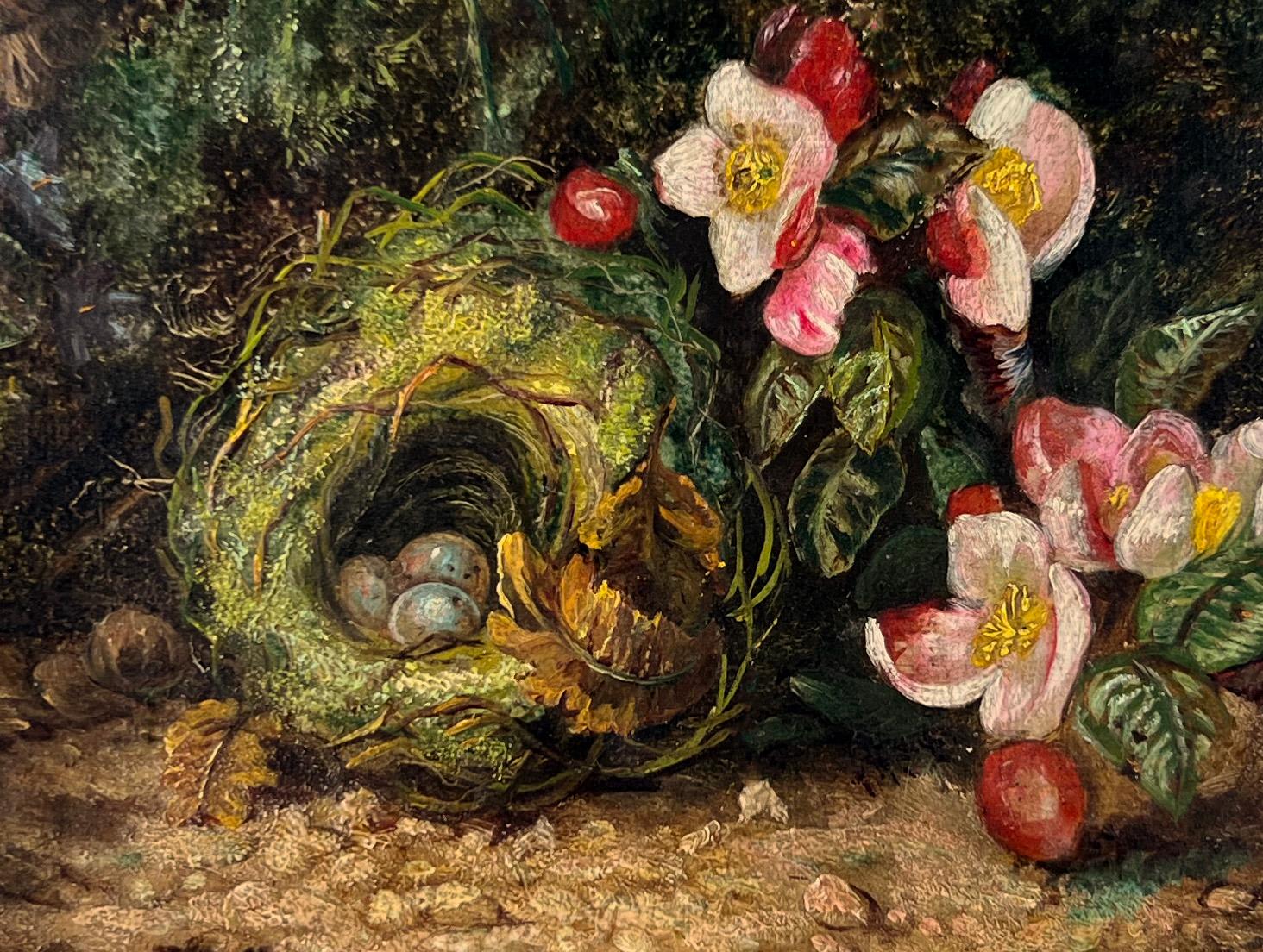 Birds Nest and Apple Blossoms Oil on Linen Gump's S.F. Store 1900 by Rose Elliot For Sale 1