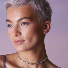 Rose Fan Drop Pink Sapphire & White Marquise Earrings, 14kt