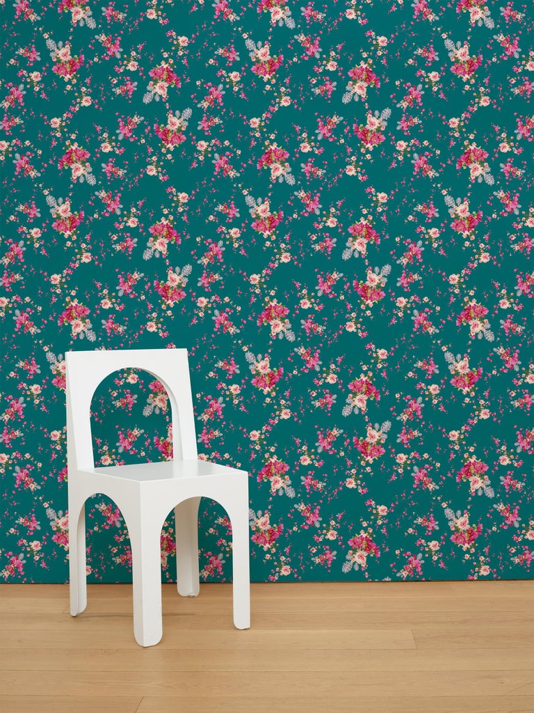 Rose Floral Wallpaper For Sale at 1stDibs